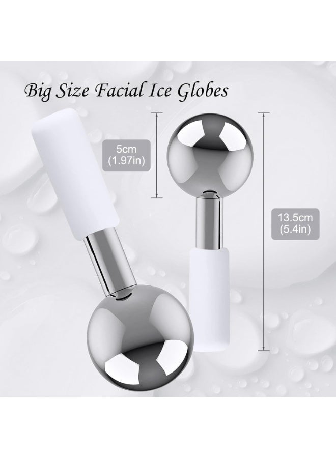 ChicAbode Ice Globes for Your Face, Unbreakable Ice Globes for Facials, 2PCS Steel Cooling Cryo Sticks Ice Balls for Face and Eye,Skin Care Ice Globe Facial Roller, Daily Beauty Tool, Reduce Puffiness (Silver) - Image 2
